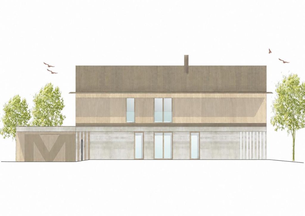 K1024_Minimalistische Hausansicht mit Bäumen